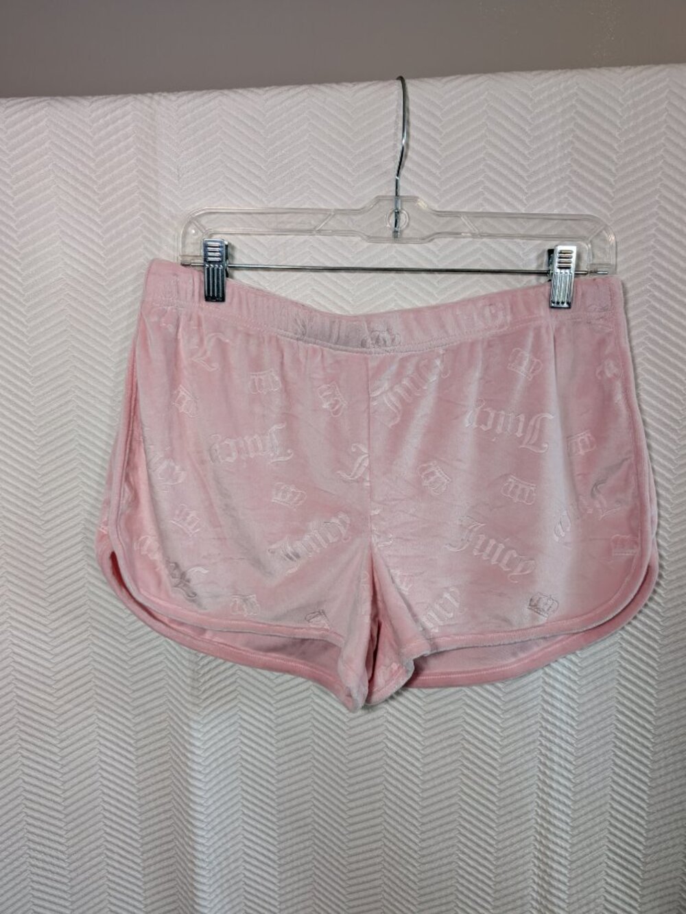 Juicy Couture Pink Velour Sleep Shorts Pajamas Lounge PJs Sleepwear Size Medium